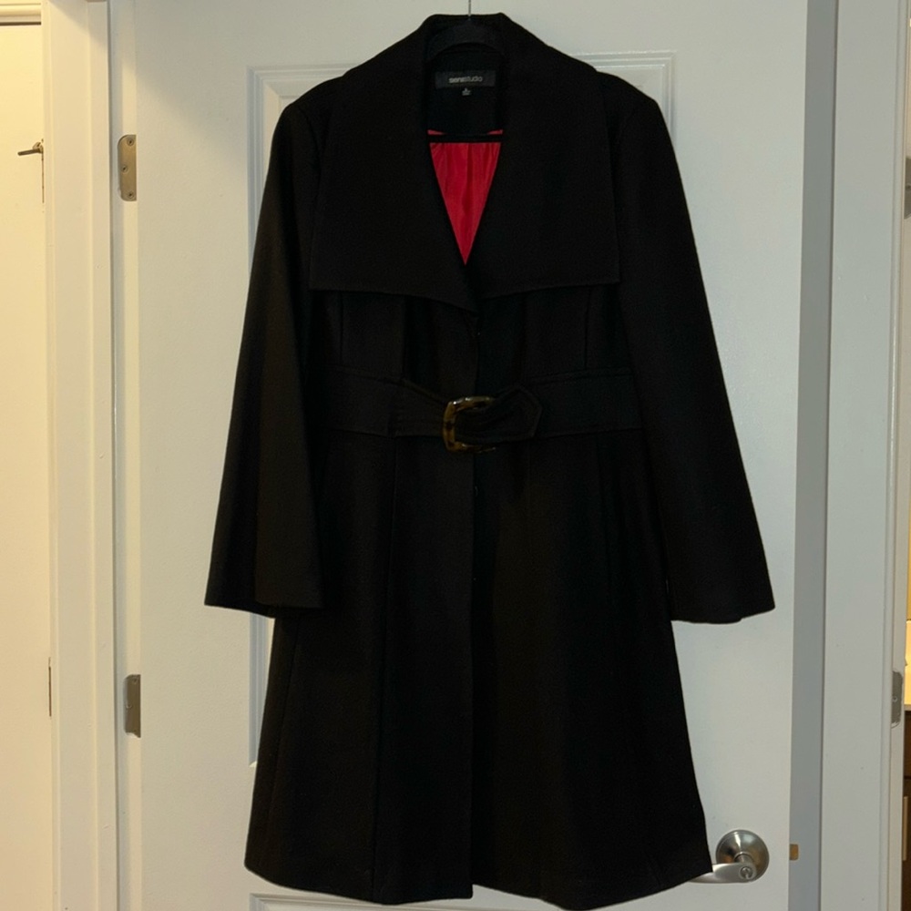 Black wool pea coat SZ LARGE